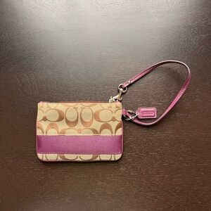 Coach Tan and Purple Wristlet